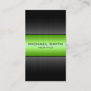 Green and Black Stainless Steel Metal Business Card