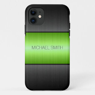 Green and Black Stainless Steel Metal iPhone 11 Case