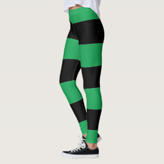 Green and Black Stripes Leggings