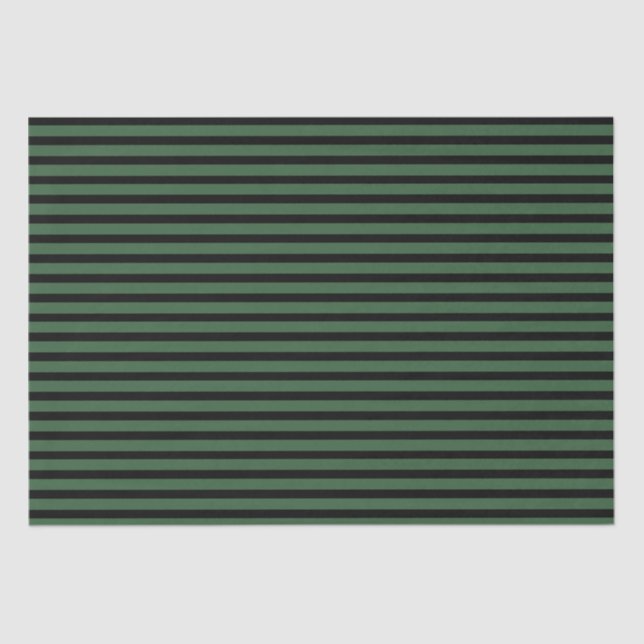 Green and Black Stripes Tissue Paper (Front)