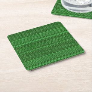 green and black textiled stripes square paper coaster