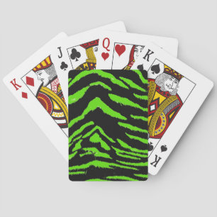 Green and Black Tiger Fur Pattern Playing Cards