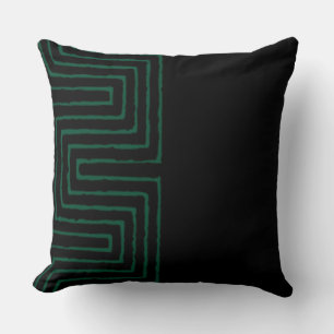 Green and Black Tribal African Mud Cloth Pattern Cushion