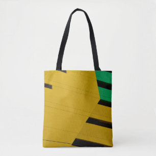Green and black wooden board tote bag