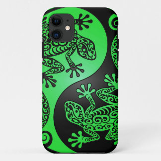 Green and Black Yin Yang Geckos iPhone 11 Case