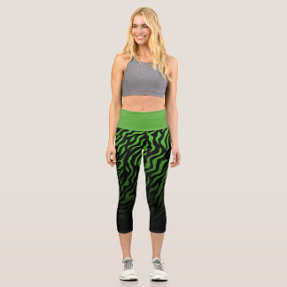 Green and Black Zebra Stripes: Stylish Leggings