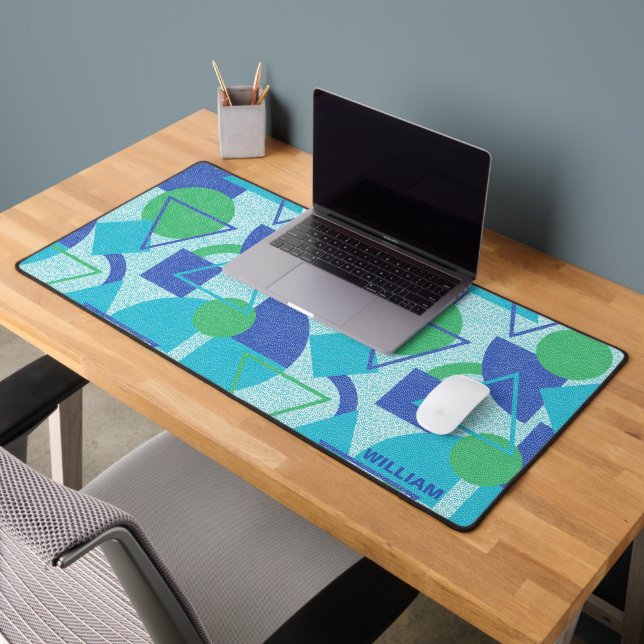 Green and Blue Abstract Design Desk Mat (Office 2)
