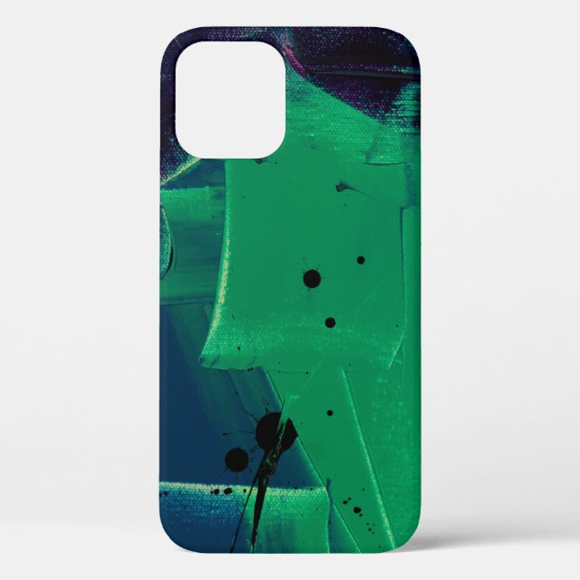 GREEN AND BLUE ABSTRACT PAINTING Case-Mate iPhone CASE (Back)