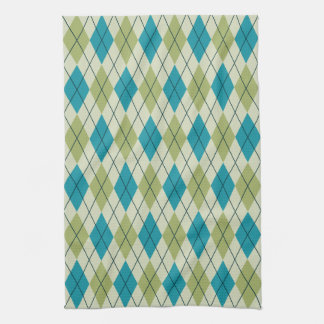 Green and Blue Argyle Tea Towel