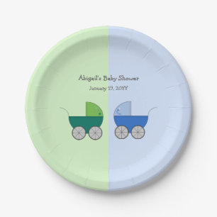 Green and Blue Baby Shower Paper Plate