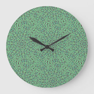 Green and Blue Basketweave Large Clock