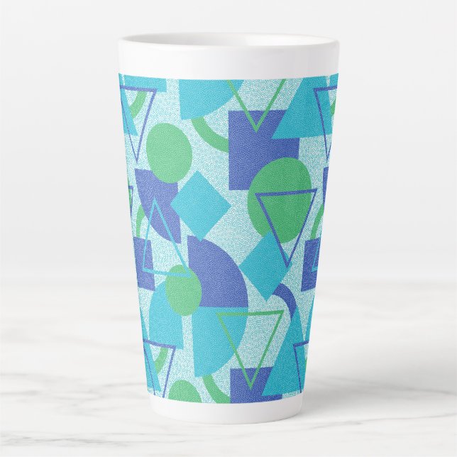 Green and Blue Bauhaus Style Latte Mug (Front)