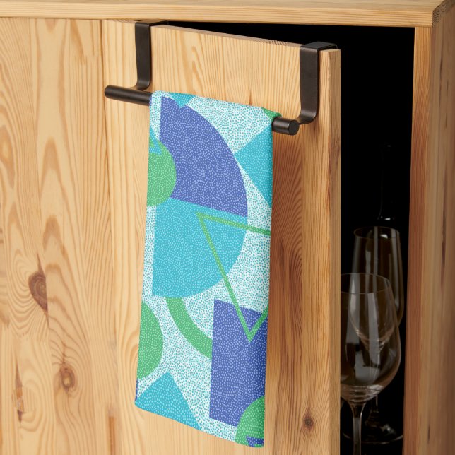 Green and Blue Bauhaus Style  Tea Towel (Thirds Fold)