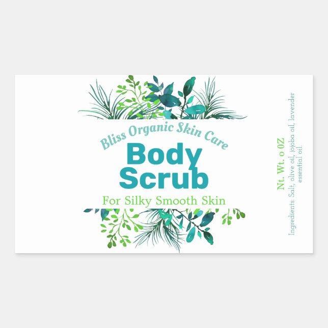 Green And Blue Body Scrub Labels (Front)