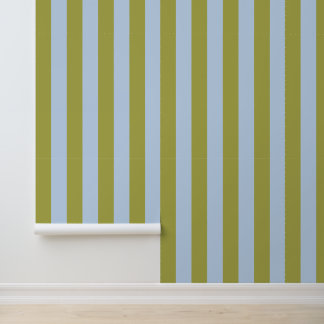 Green and Blue Bold Vertical Stripes Wallpaper