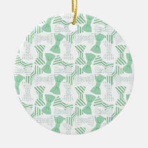 Green and Blue Bow Tie Design BOWTIES Ceramic Ornament