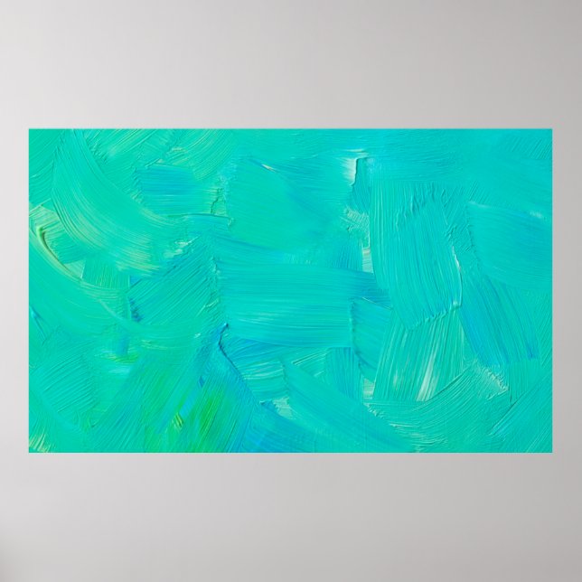 Green and blue brush strokes painted abstract grun poster (Front)