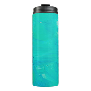 Green and blue brush strokes painted abstract grun thermal tumbler