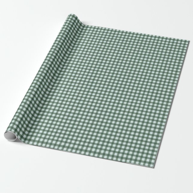 Green and Blue Buffalo Plaid Wrapping Paper (Unrolled)