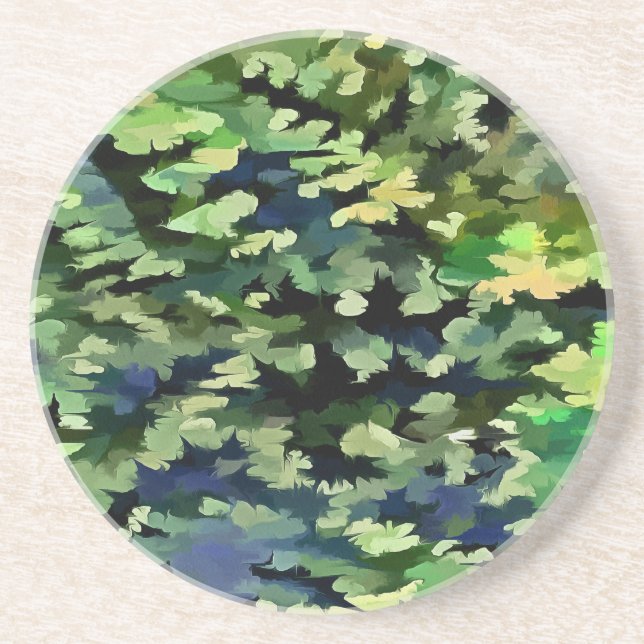 Green and Blue Camouflage Pattern Coaster (Front)