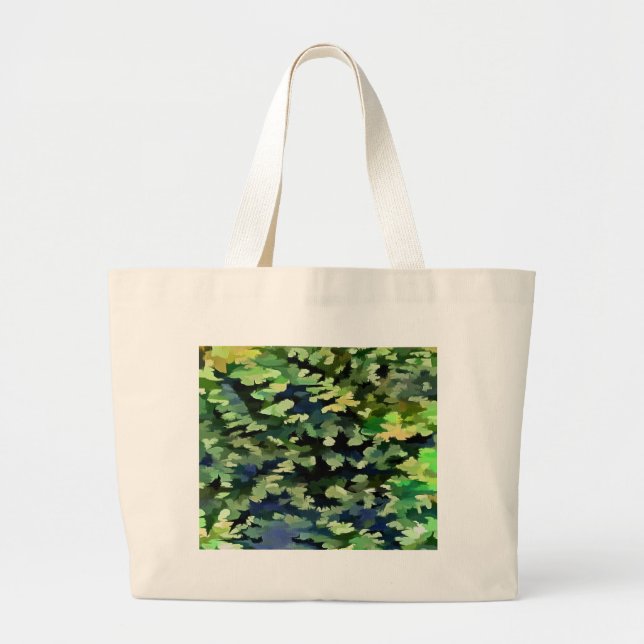 Green and Blue Camouflage Pattern Large Tote Bag (Front)