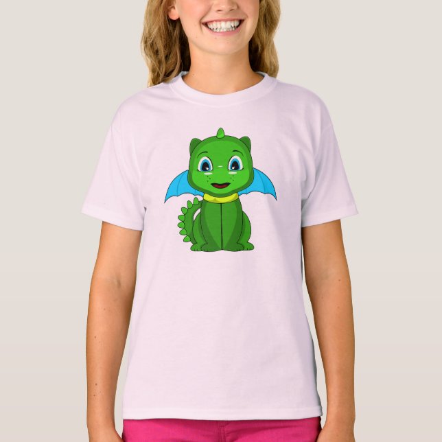 Green And Blue Chibi Dragon T-Shirt (Front)