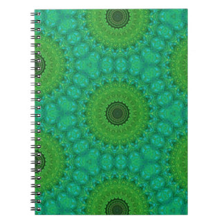Green and Blue Circular Pattern Spiral Notebook