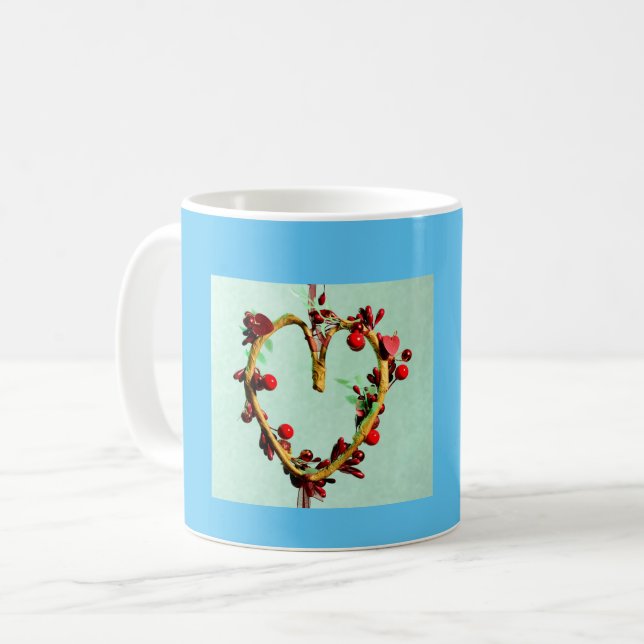 Green and Blue Colourful Mother's Day Heart  Coffee Mug (Front Left)