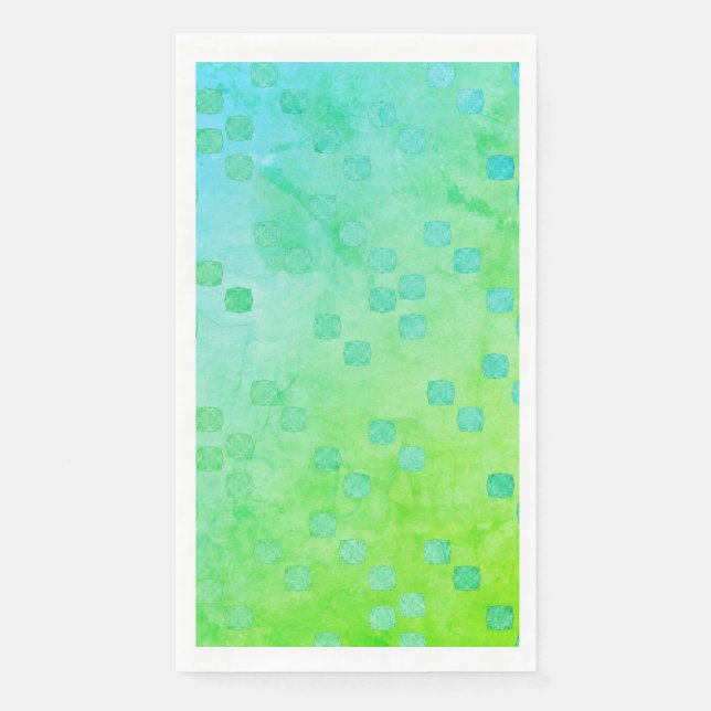 Green and Blue Contemporary Polka Dots Pattern Napkin (Front)