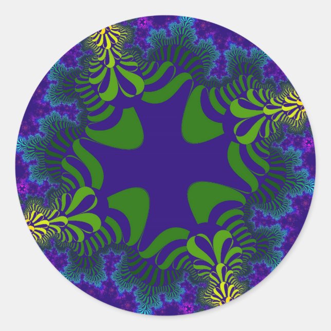 Green and Blue Cross Classic Round Sticker (Front)