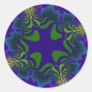 Green and Blue Cross Classic Round Sticker