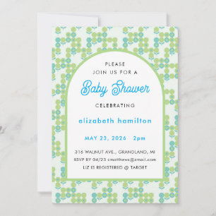 Green and Blue Dots Modern Baby Shower Invitation