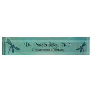 Green and Blue Dragonfly Name Plate