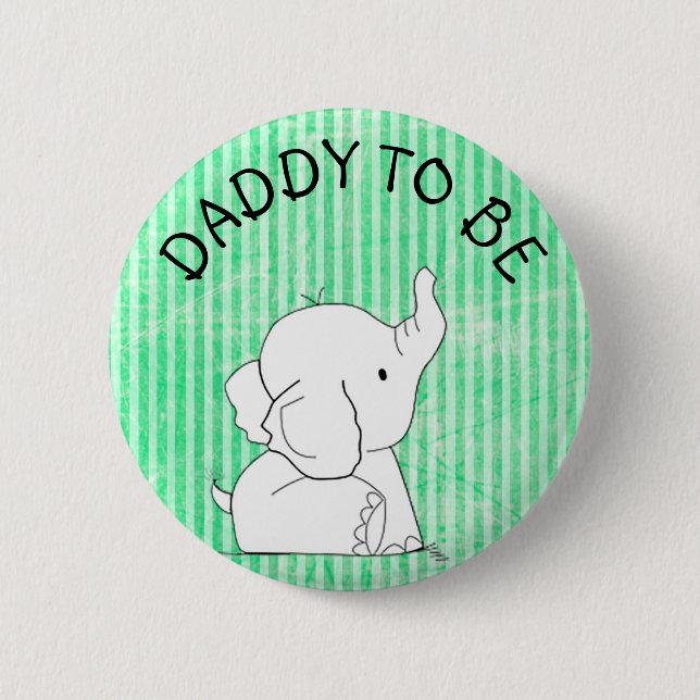 Green and Blue Elephant Baby Shower Pin Dad to be (Front)