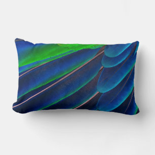 Green and blue feather close-up photography lumbar cushion