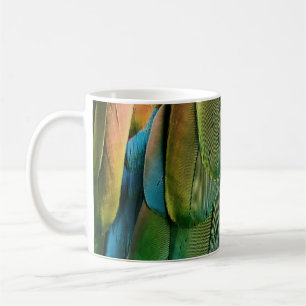 Green and blue feathers coffee mug