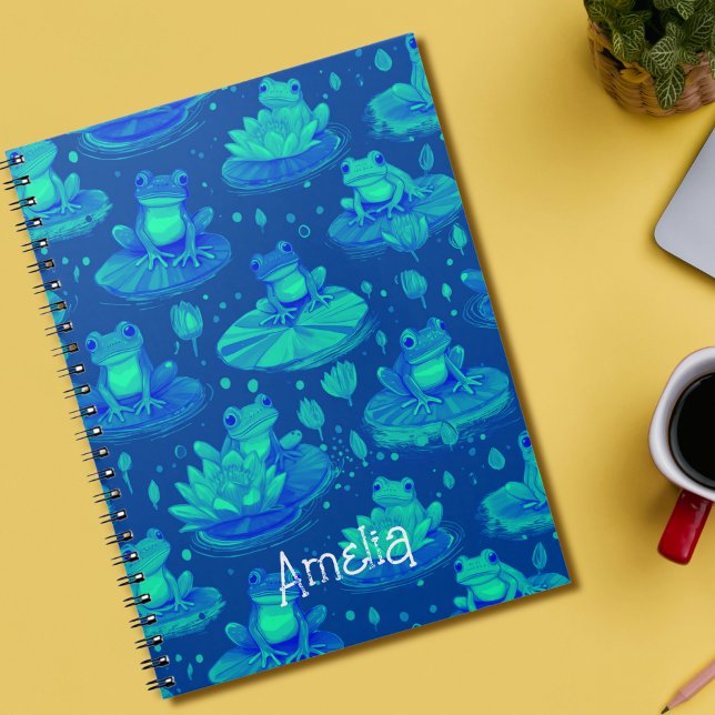 Green And blue Frog Personalised Notebook (Creator Uploaded)
