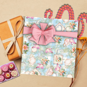 Green and Blue Garden Party Wrapping Paper