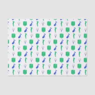 Green and Blue Golf Icons Tissue Paper
