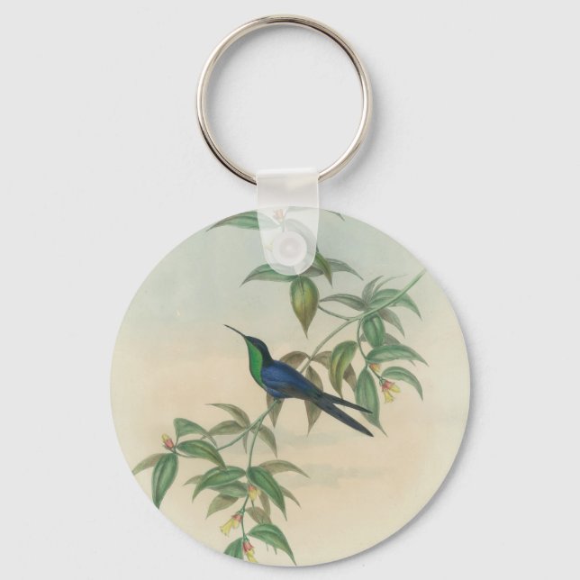 Green and Blue Gould Hummingbird Key Ring (Front)