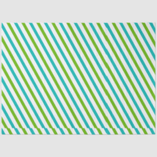 Green and Blue Horizontal Stripes White Christmas Tissue Paper