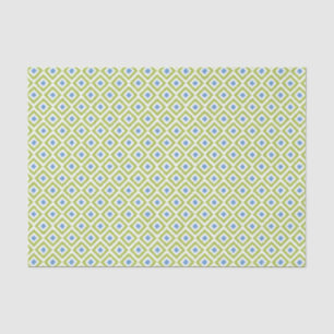 Green and Blue Ikat Diamonds Pattern Tissue Paper