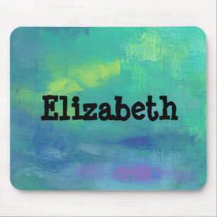Green and Blue Impressionist Abstract Personalised Mouse Pad