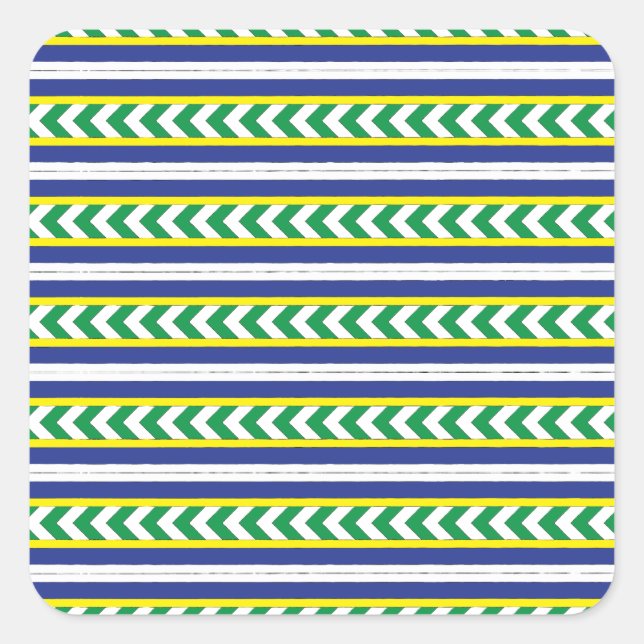 Green and blue Latvian Latgale Ethnic Folk art Square Sticker (Front)