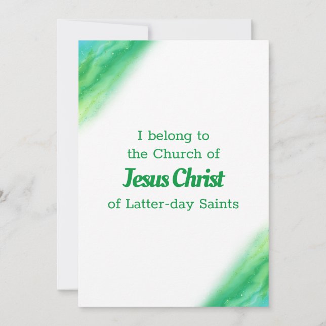 Green and Blue LDS Baptism Invitation (Back)