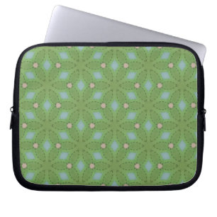 Green and Blue Leafy Pattern Laptop Case