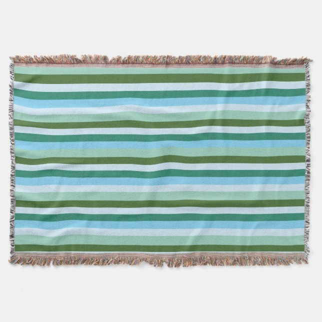 Green and blue lines throw blanket (Front)