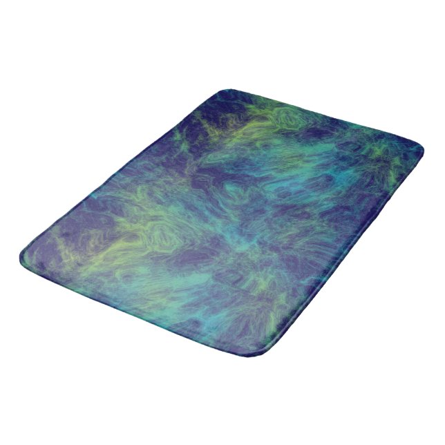 green and blue Marble abstract Bath Mat (Angled)
