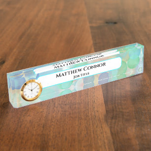 Green and Blue Marble Classy Modern Personalised Nameplate