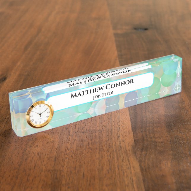 Green and Blue Marble Classy Modern Personalised   Nameplate (Side)